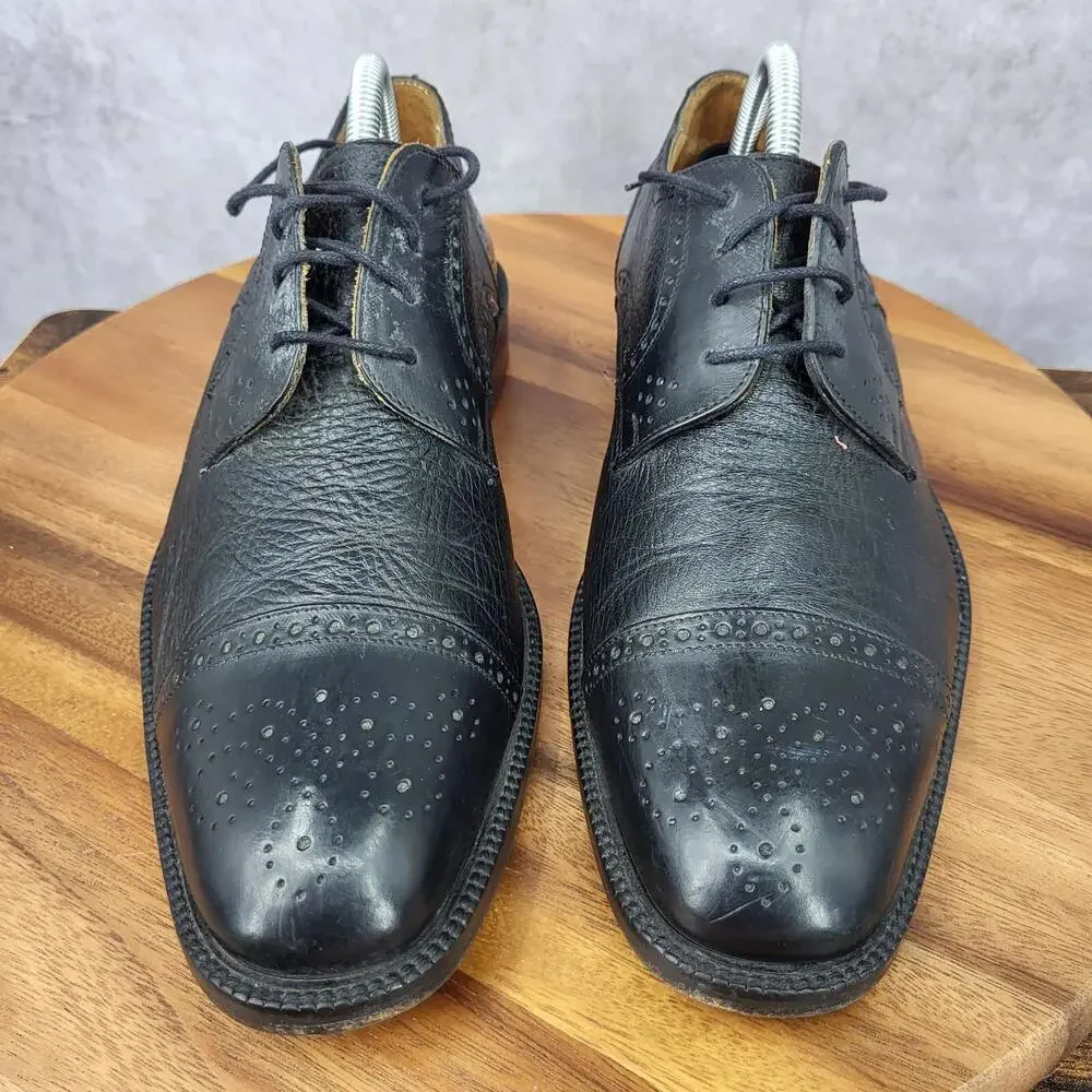 Johnston & Murphy‎ Celina Oxford Shoes Mens 8.5 Black Leather Cap Toe Dress Shoe